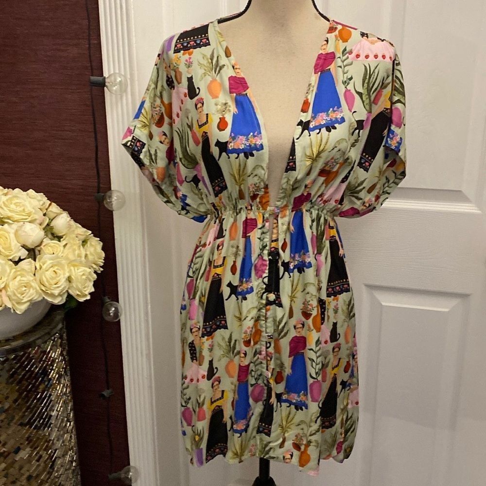 Frida Kahlo Print Dress, S